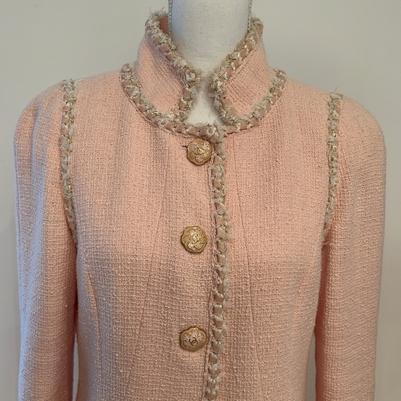 CHANEL Light Pink Jacket Coat Size 44 Cotton Stunning Chanel Feminine Elegant - Picture 5 of 17